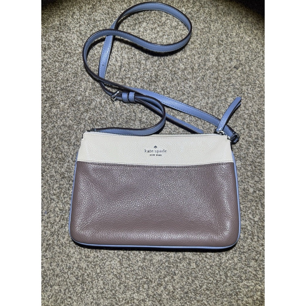 Kate‎ Spade Crossbody Bag Blue Brown Pebbled Leather